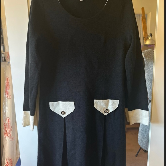 Vintage Moschino Jeans Sweater Knit Black Dress L (fits S/M) - Picture 11 of 13